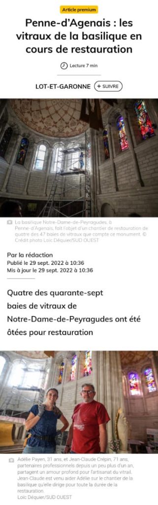 Article-Sud-Ouest-Peyragude1-Adelie-Payen-vitrail-patrimoine